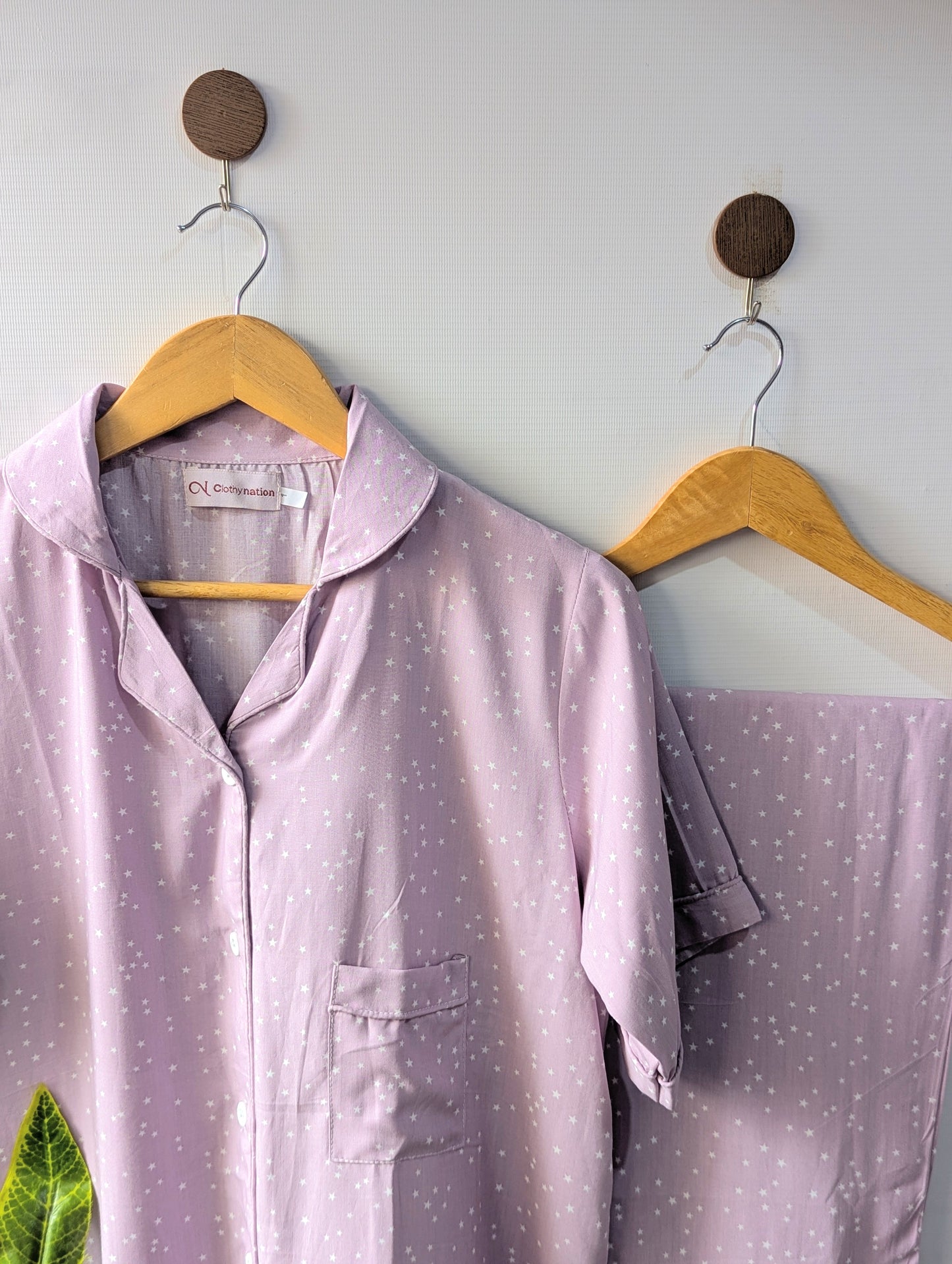 Lavender Stars Linen PJ Set - Half Sleeves