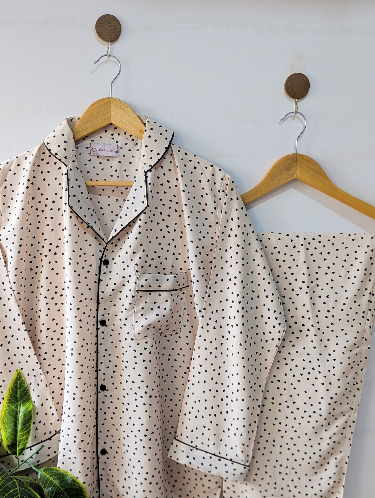 Little Black Hearts Linen PJ Set