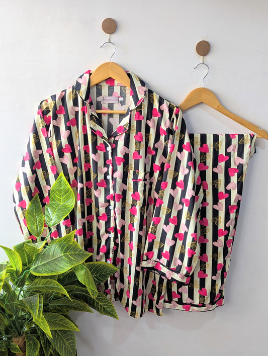 Lining Pink Hearts Linen PJ Set