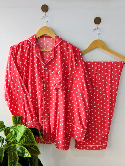 Red Polka Linen PJ Set