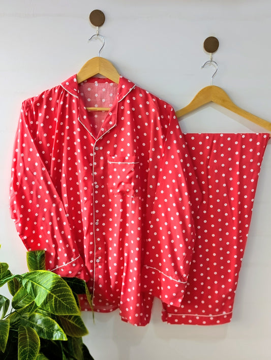 Red Polka Linen PJ Set