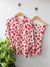 Beige & Red floral Linen PJ Set
