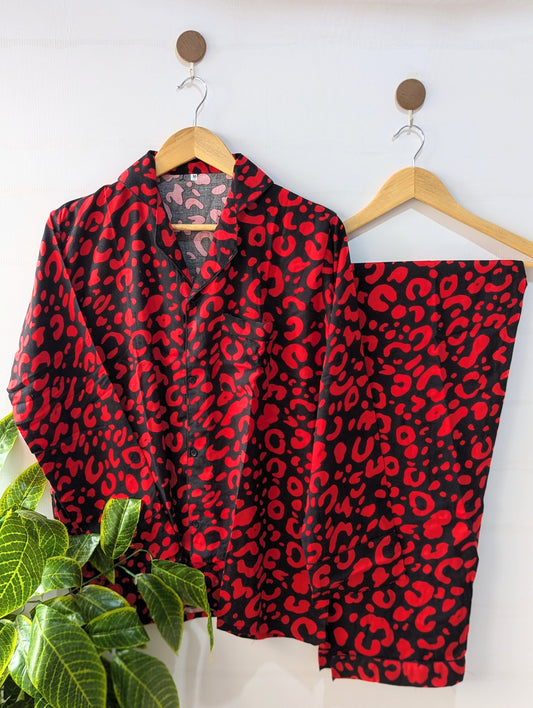 Red Wild Linen PJ Set