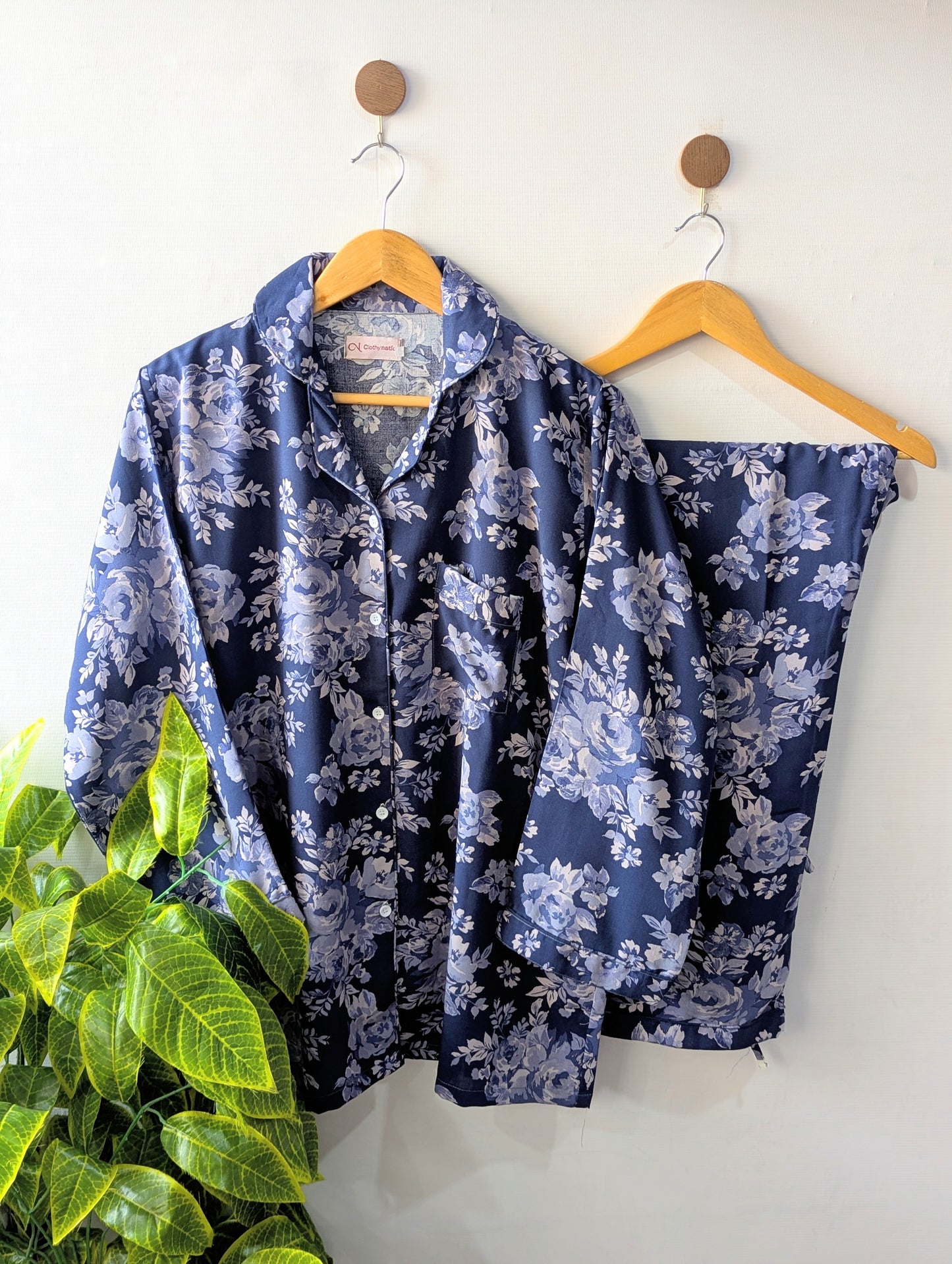Blue Florals Linen PJ Set