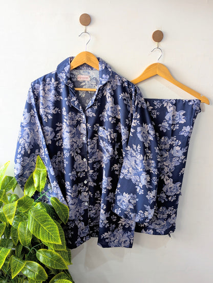 Blue Florals Linen PJ Set
