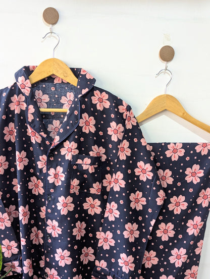 Navy Floral Linen PJ Set