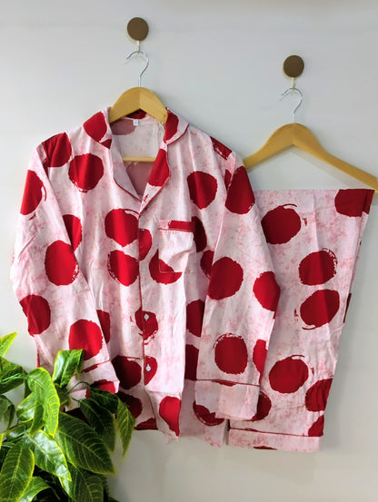 Pink Dotted Linen PJ Set