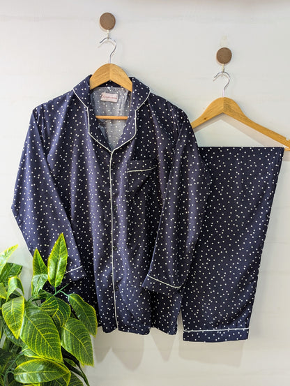 Navy Hearts Linen PJ Set