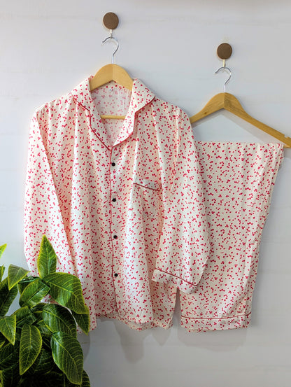 Little Hearts Linen PJ Set