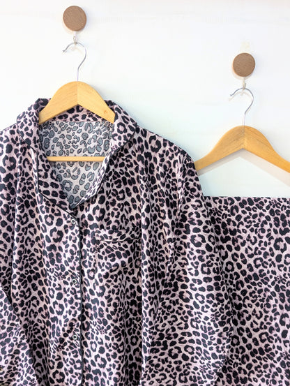 Pink Leopard Linen PJ Set