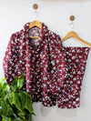Maroon Petals Linen PJ Set