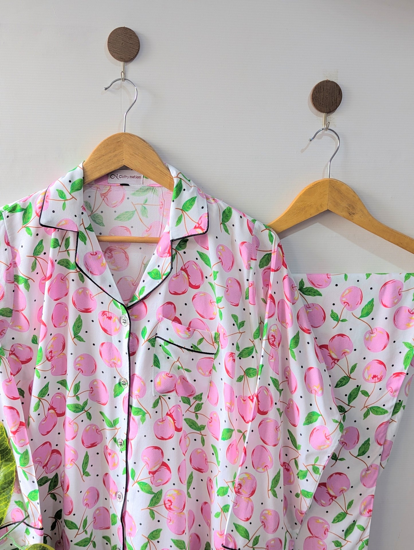 Pink Cherries Linen PJ Set