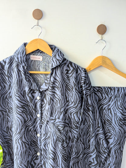 Navy Zebra Linen PJ Set