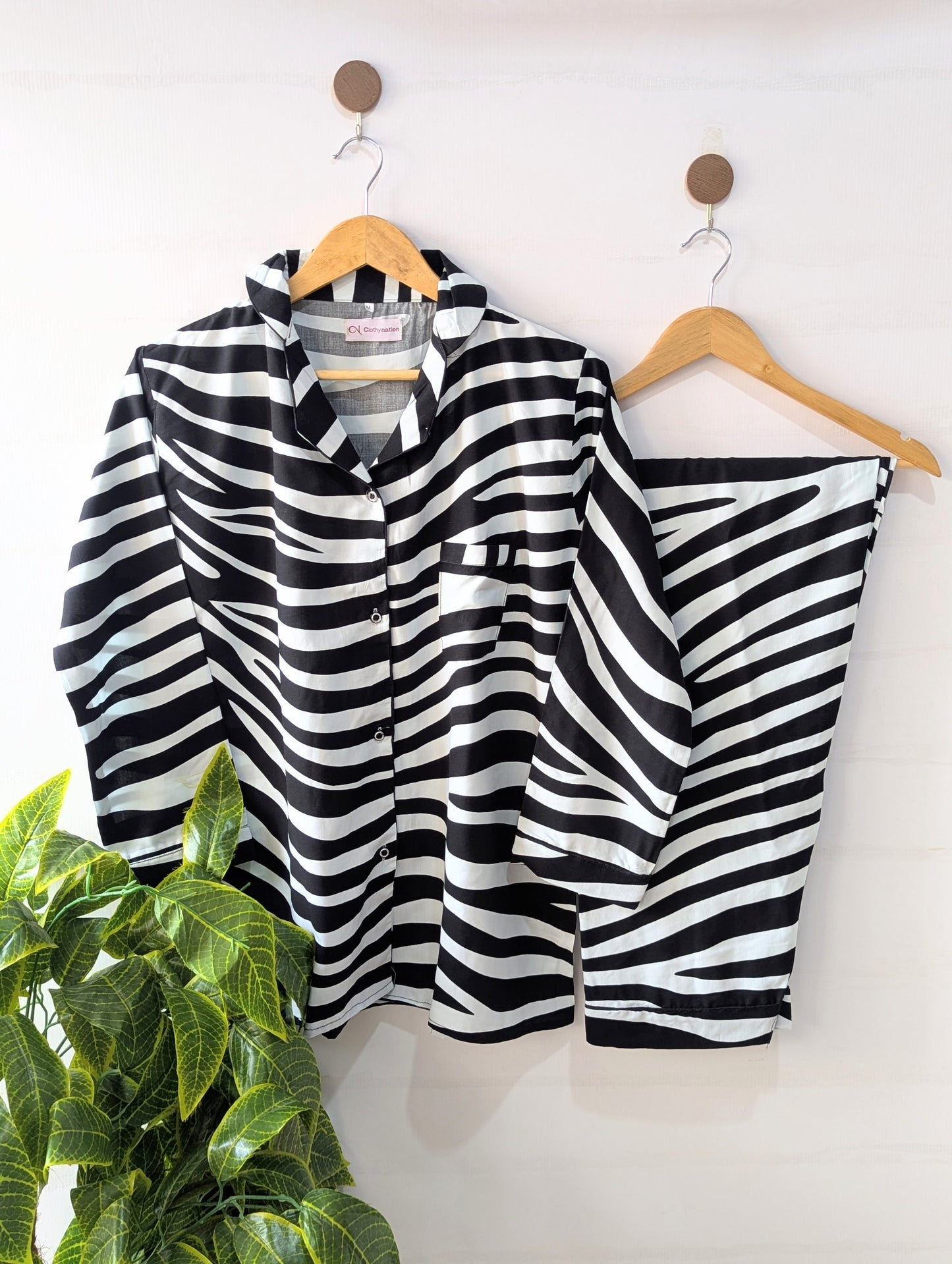 Zebra Lines Linen PJ Set