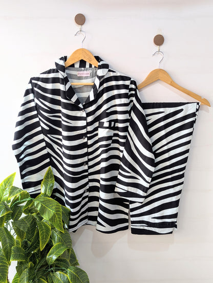 Zebra Lines Linen PJ Set