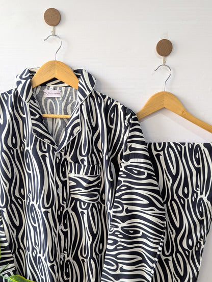 Zebra Lines Linen PJ Set