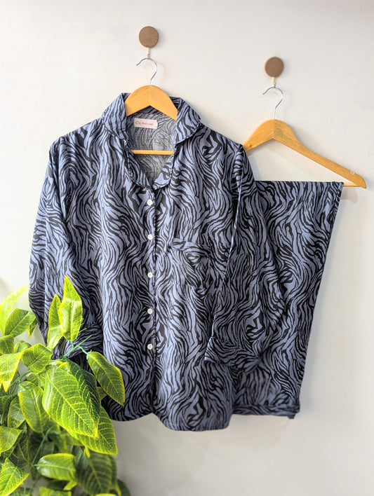 Navy Zebra Linen PJ Set