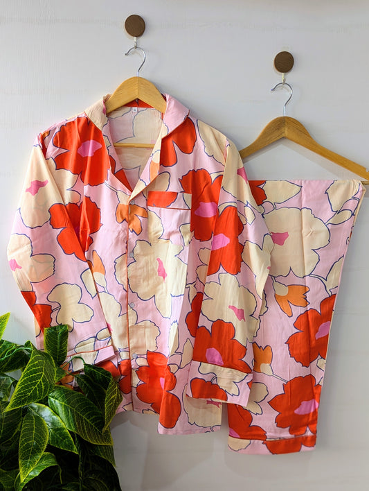Baby Pink Floral Linen PJ Set