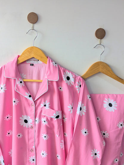 Pink Florals Linen PJ Set