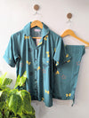 Green Bows Linen PJ Set - Half Sleeves