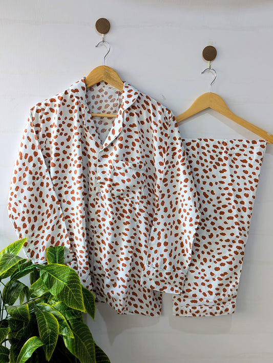 Brown Spots Linen PJ Set