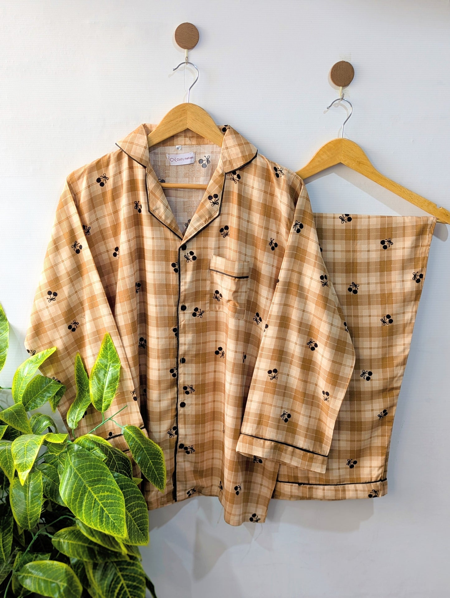Checkered Cherry Linen PJ Set