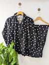 Polka Black Linen PJ Set