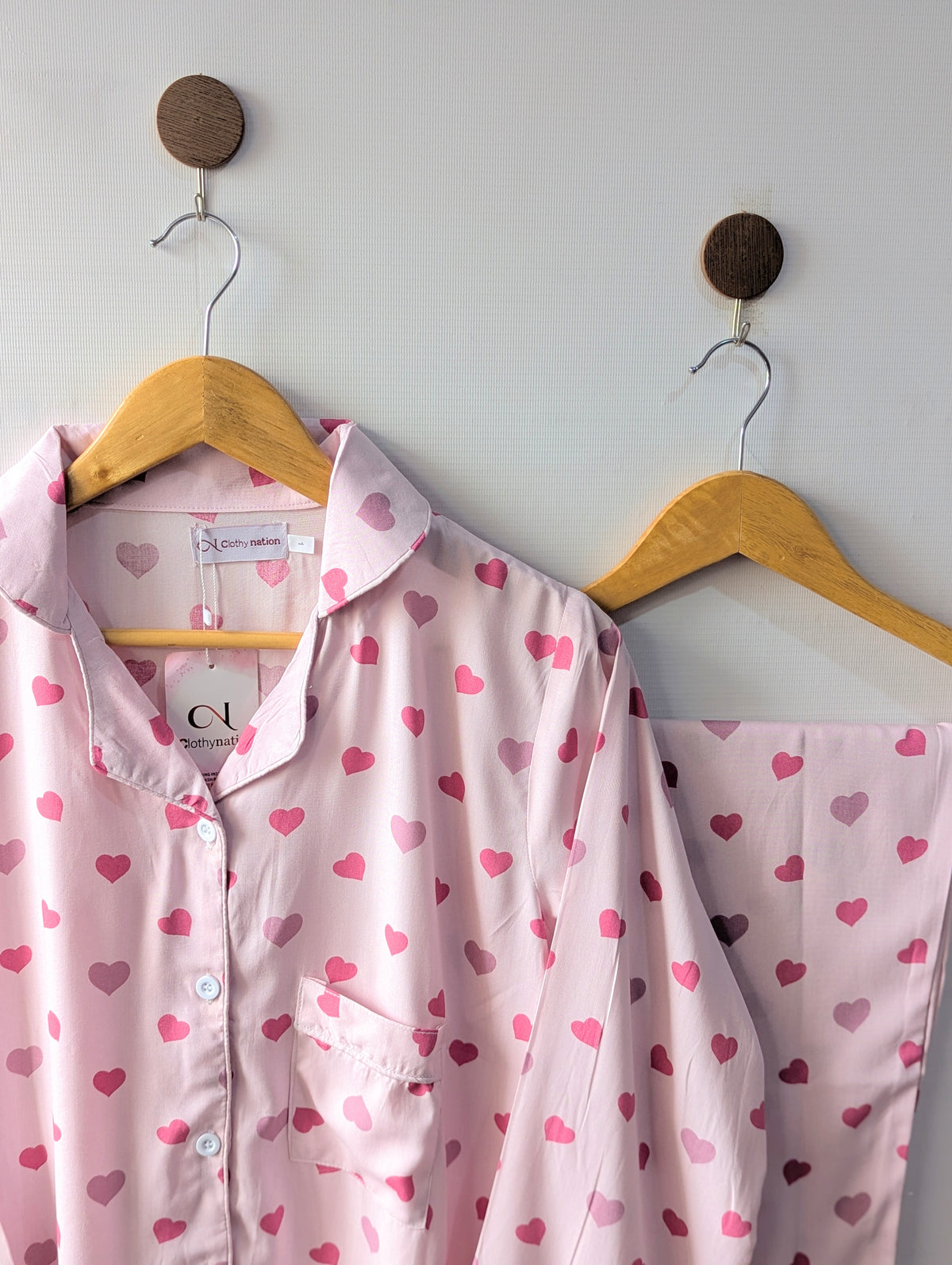Baby Pink Hearts Linen PJ Set