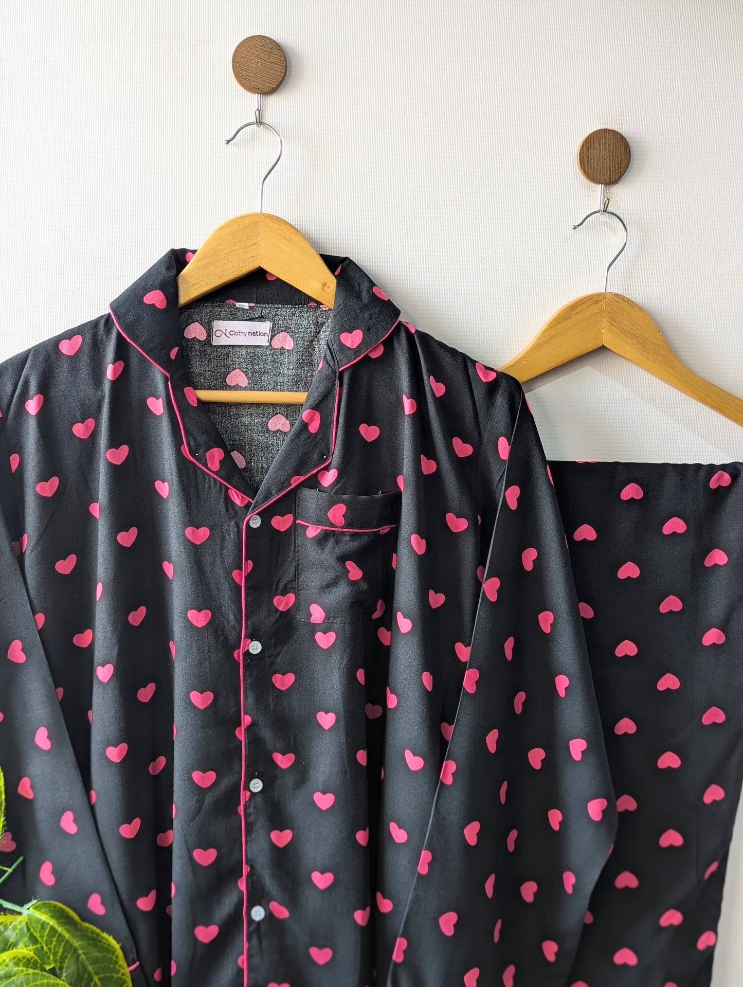 Black & Pink Love Linen PJ Set