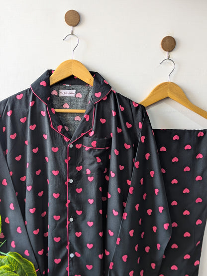 Black & Pink Love Linen PJ Set