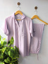Lavender Stars Linen PJ Set - Half Sleeves