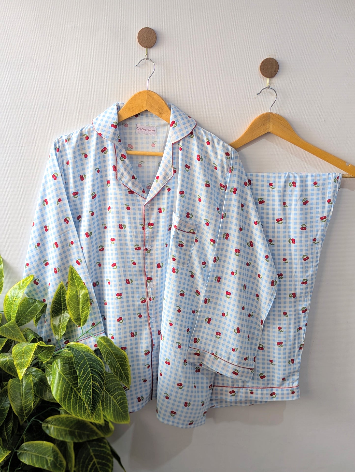 Sky Cherry Linen PJ Set