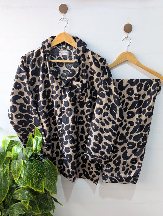 Cheetah Print Linen PJ Set