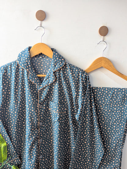 Green Hearts Linen PJ Set