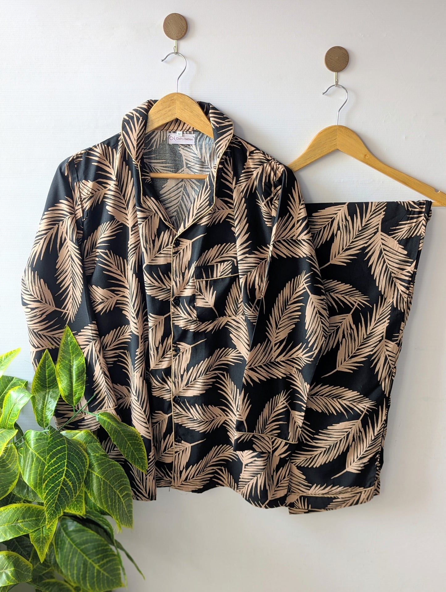 Midnight Palm Linen PJ Set