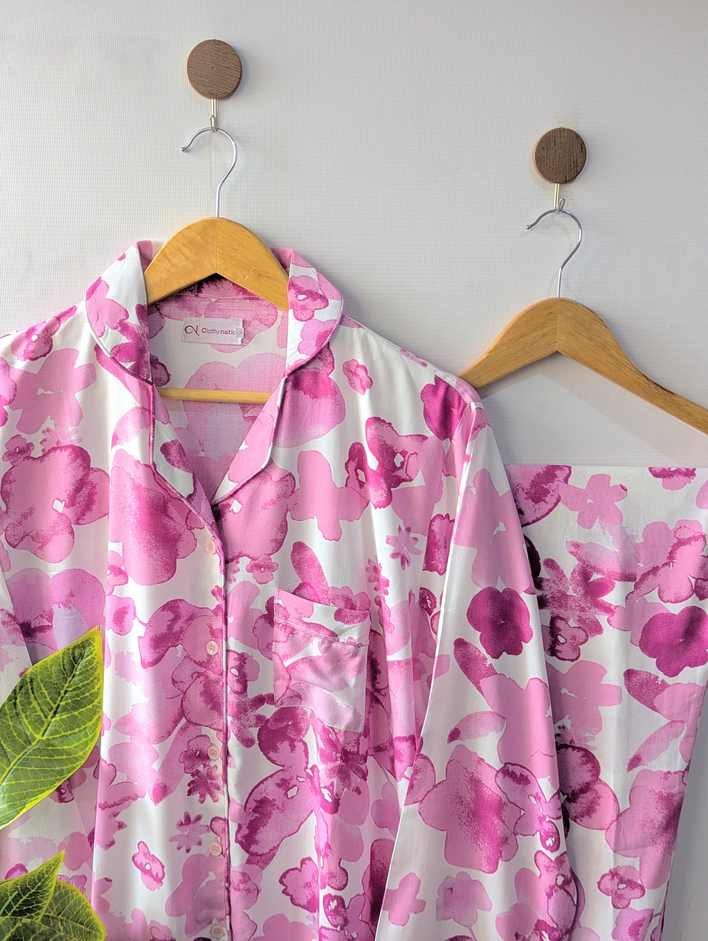 Pink & White Floral Linen PJ Set