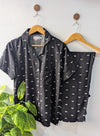 Black Bows Linen PJ Set - Half Sleeves