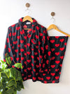 Black & Red Hearts Linen PJ Set