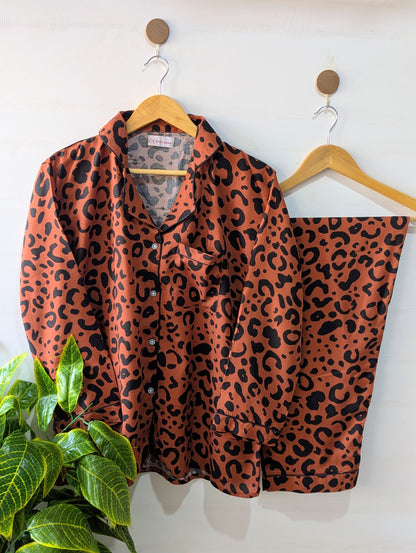 Brown Leopard Linen PJ Set