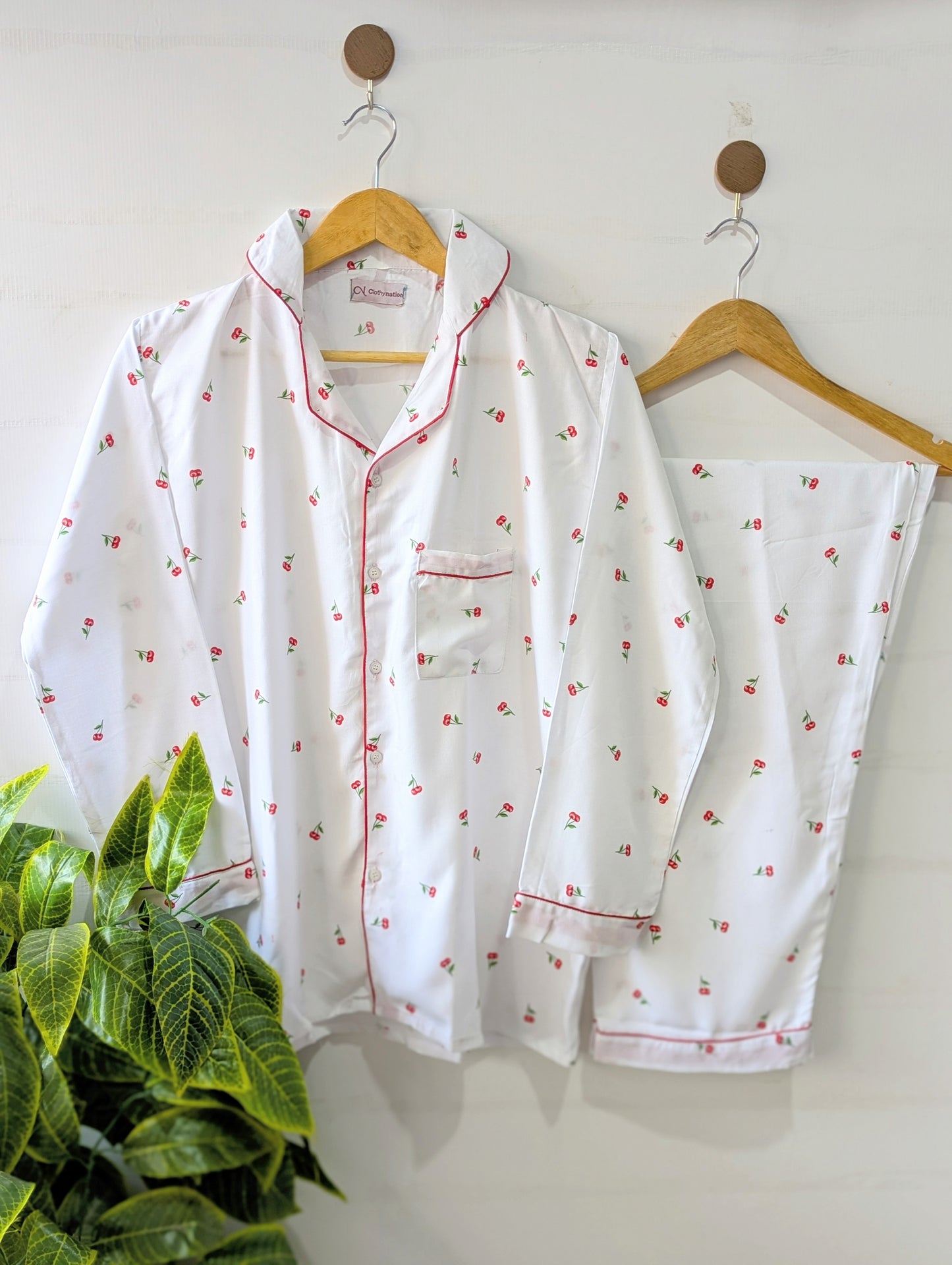 White Cherry Linen PJ Set