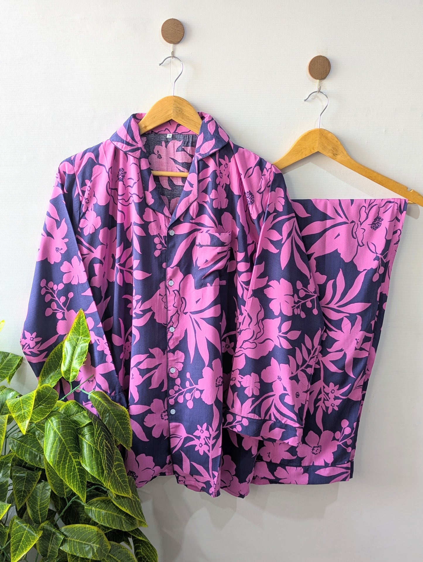 Purple Petals Linen PJ Set