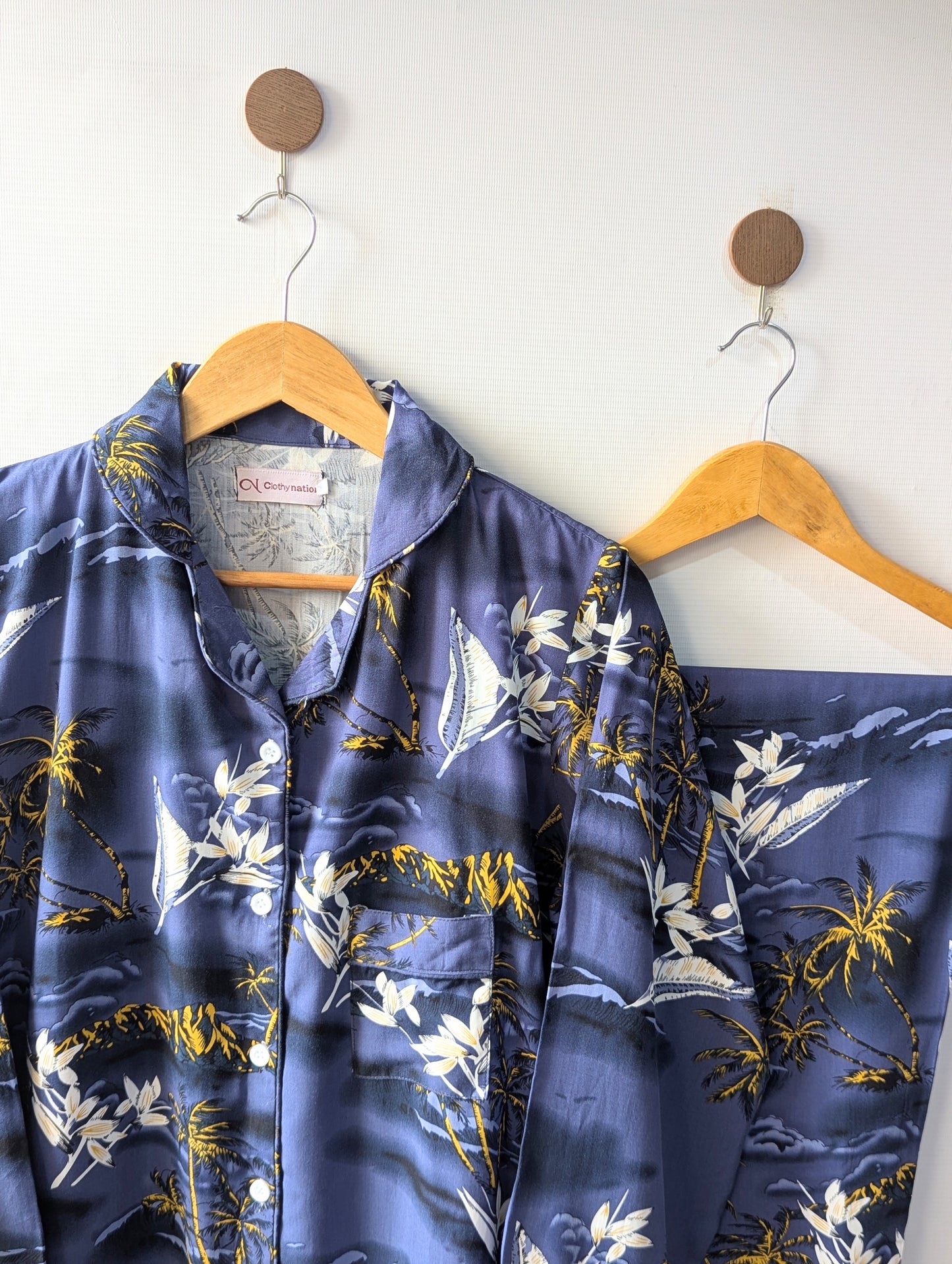 Navy Trees Linen PJ Set