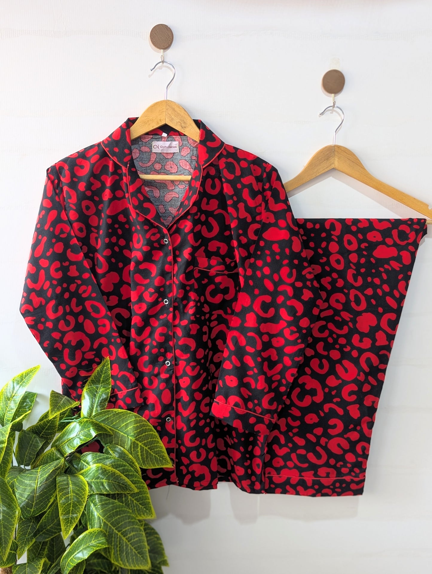 Red Wild Linen PJ Set