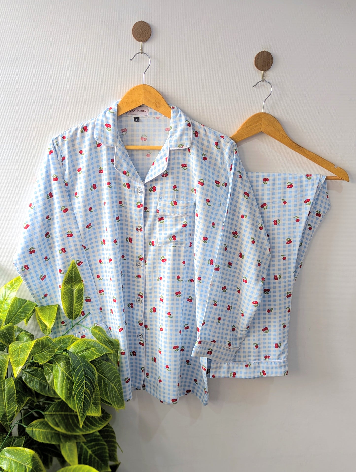 Sky Cherries Linen PJ Set