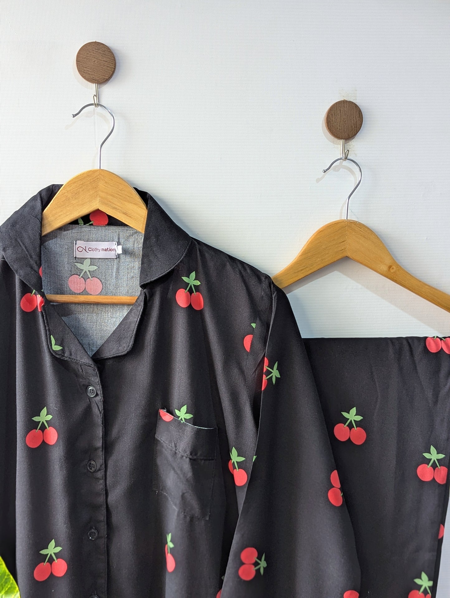 Midnight Cherry Linen PJ Set