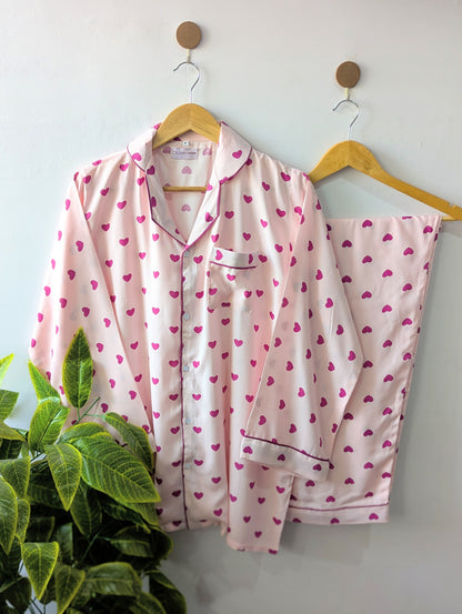 Baby Pink Hearts Linen PJ Set