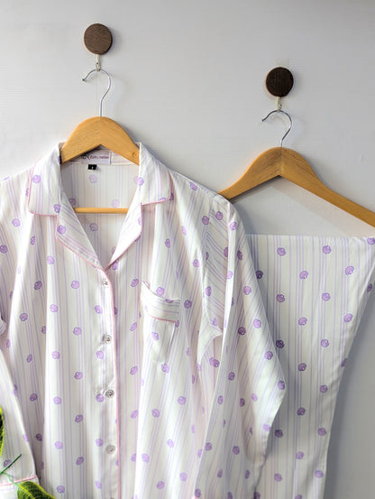 Lilac Seashells Linen PJ Set