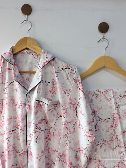 Light Pink Petals Linen PJ Set