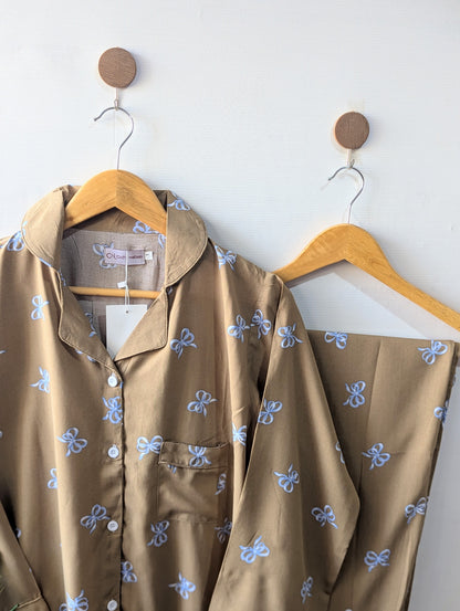 Mocha Bows Linen PJ Set