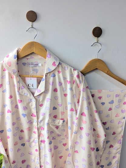 Pastel Hearts Linen PJ Set